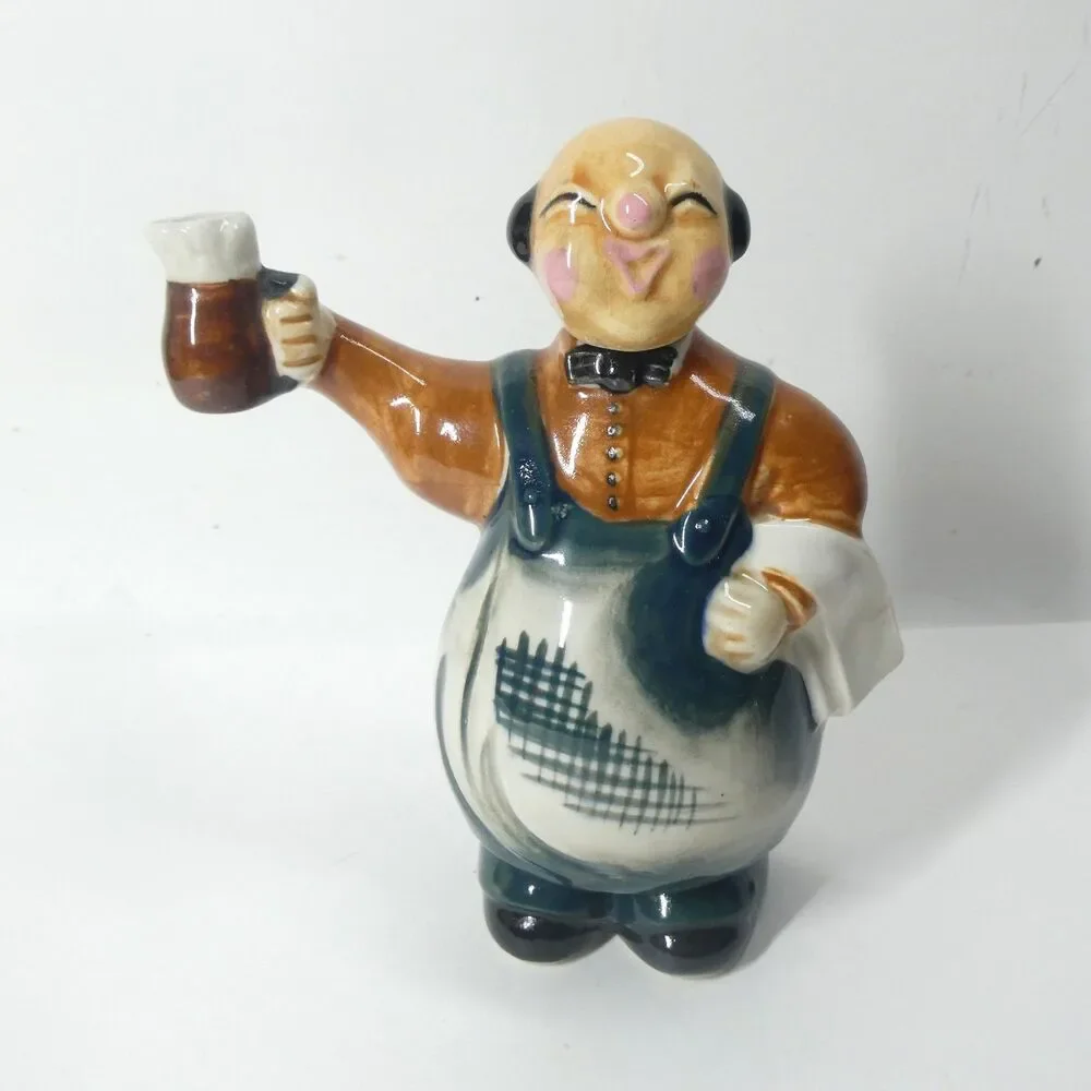 Figural Decanter Bottle Japan Vintage Waiter Bartender Novelty Caricature MCM